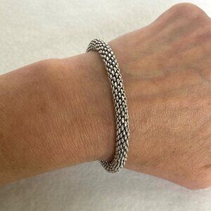 Sterling Silver 925 Heavy Interwoven Braided Weaved 6MM Cuff Bracelet 7" 30g
